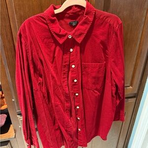 Talbots plus 3x Red corduroy Button-Up Shirt